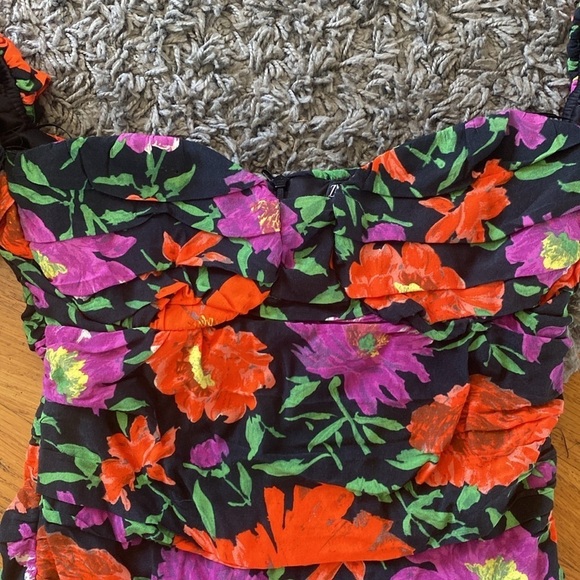 Zara Bloggers Favorite Floral Print Off The Shoulder Puff Sleeve Mini Dress S - Picture 7 of 16